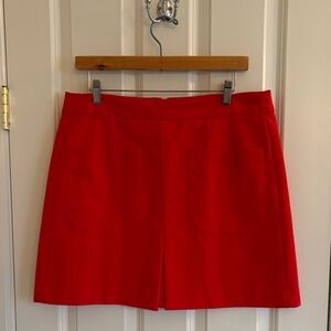 LOFT Red Skirt with Front Pleat and Front Pockets